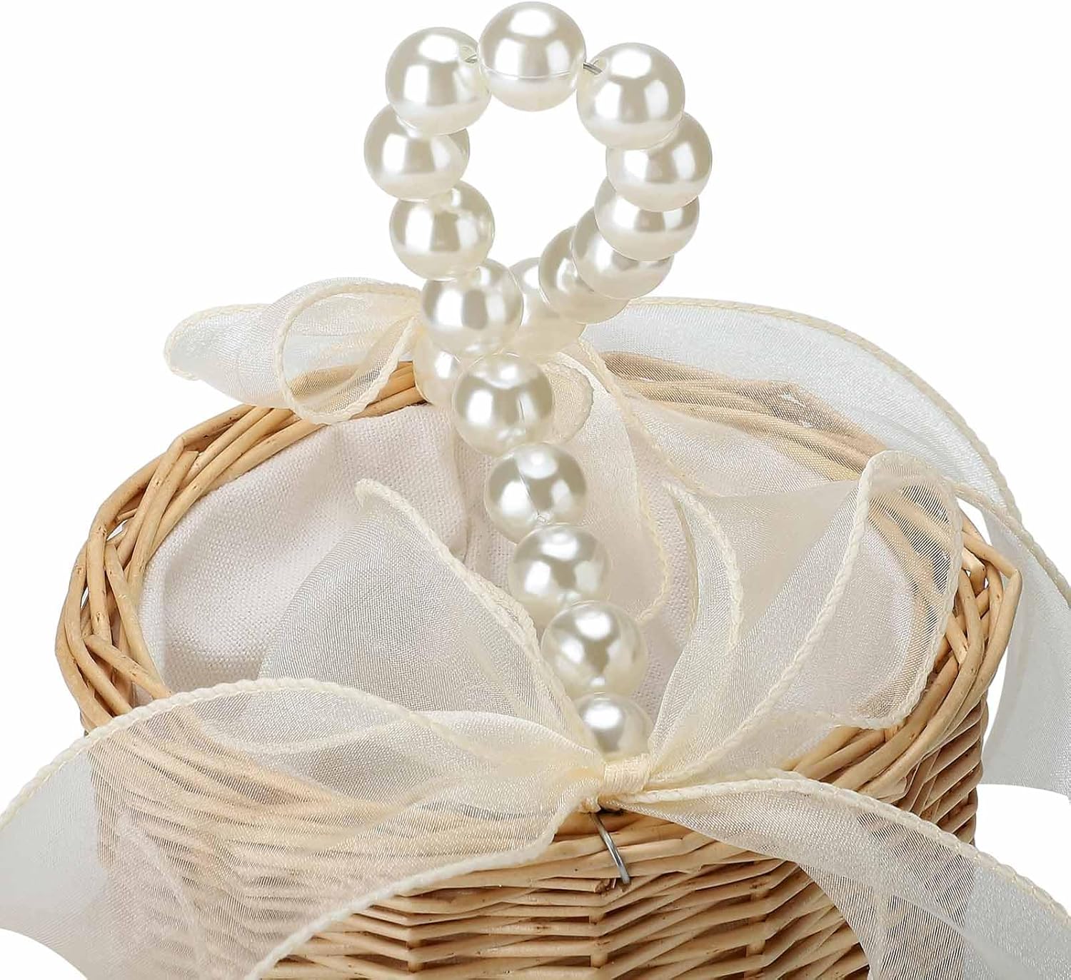 Classic Pearl Woven Hand Basket for Wedding Ceremony