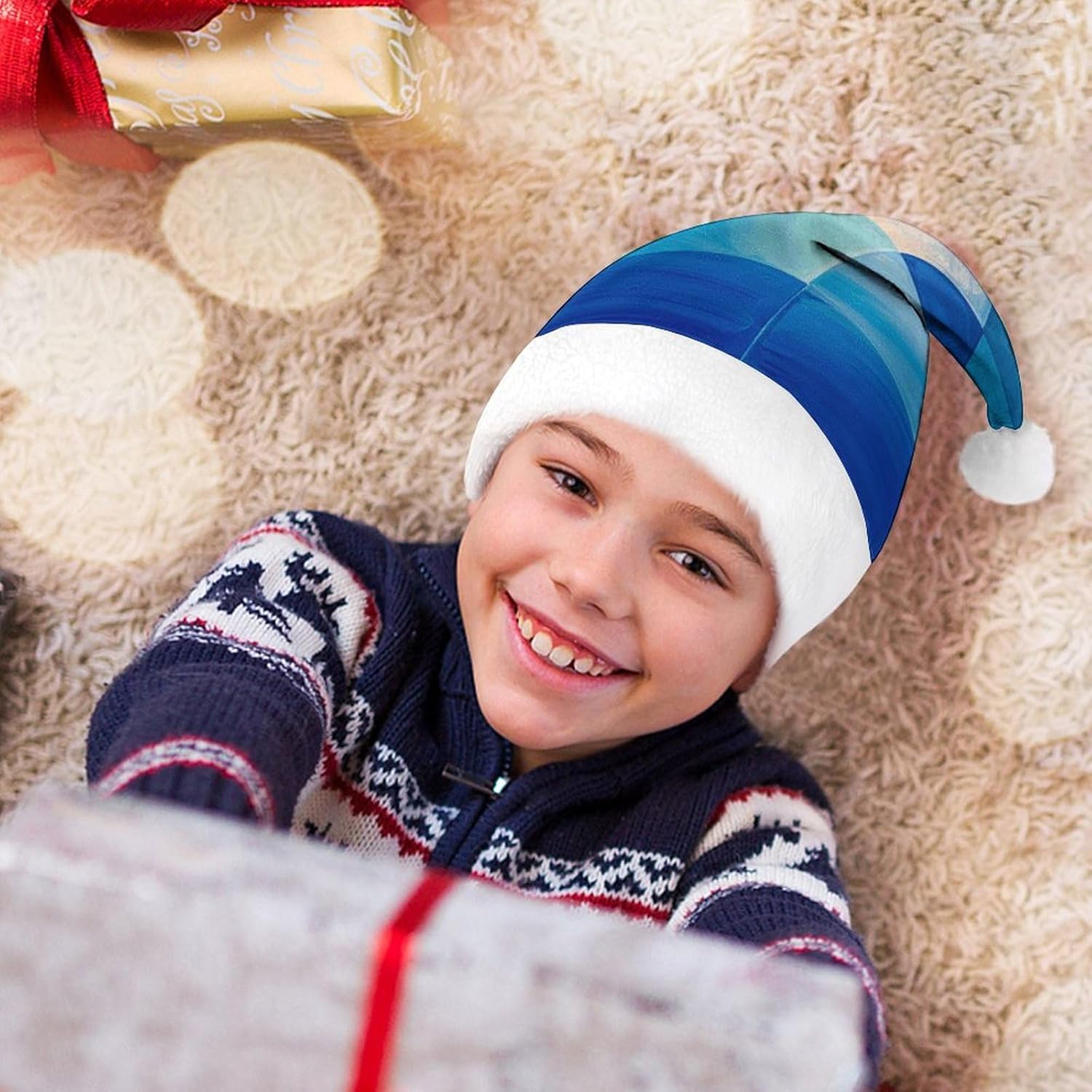Santa Hat Abstract Blue Christmas Party Headwear