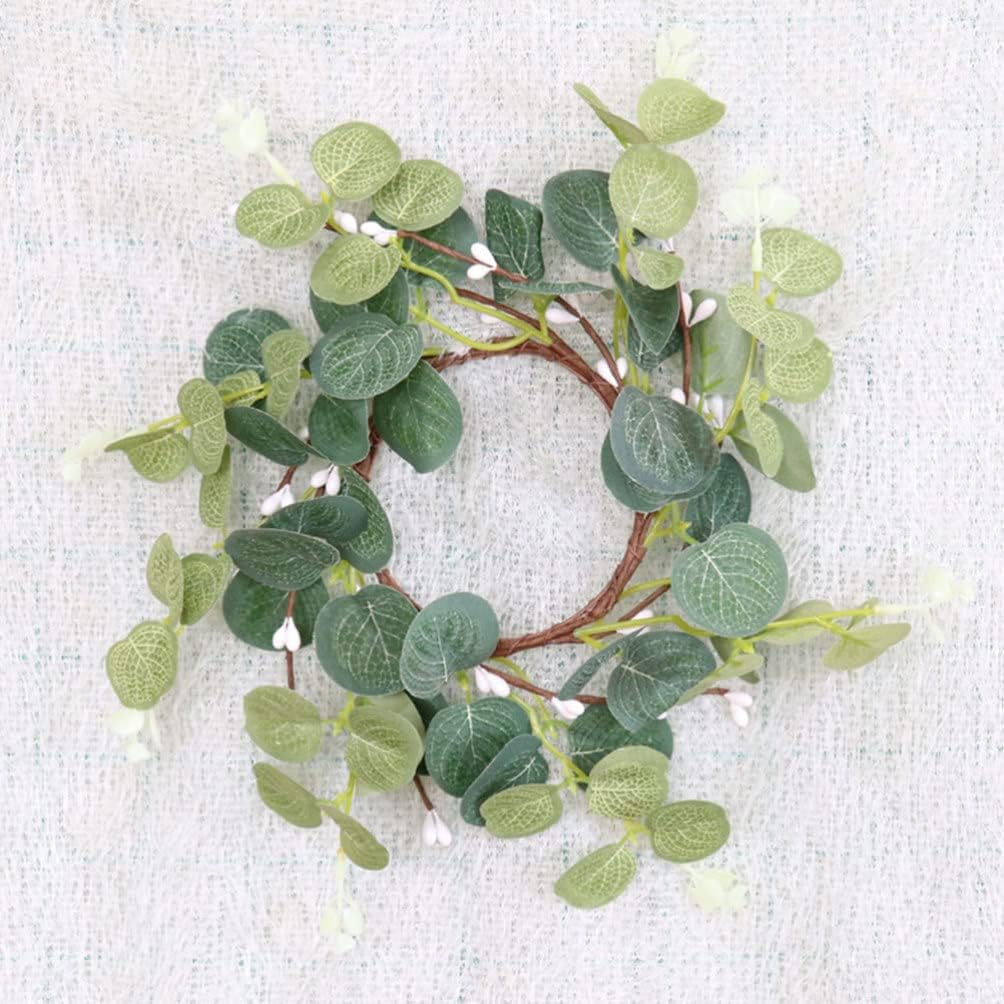 Zerodeko 4pcs Eucalyptus Candle Wreaths for Home Decor