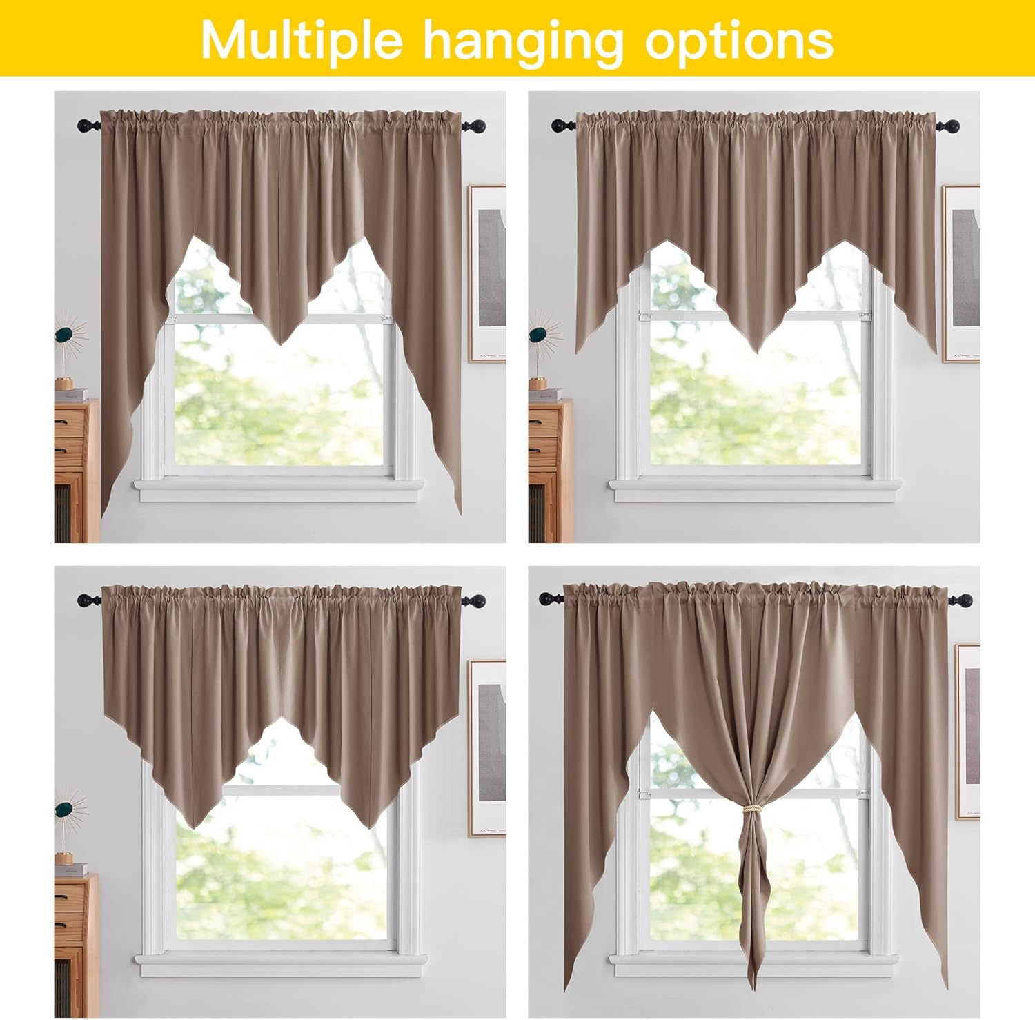 NICETOWN Half Window Pole Pocket Valance Curtains
