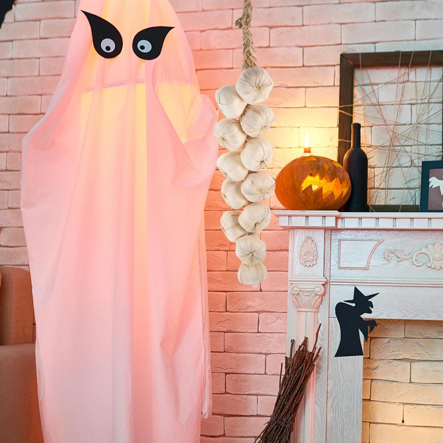 Cabilock Simulation Garlic Halloween Artificial Hanging Vegetable Prop String