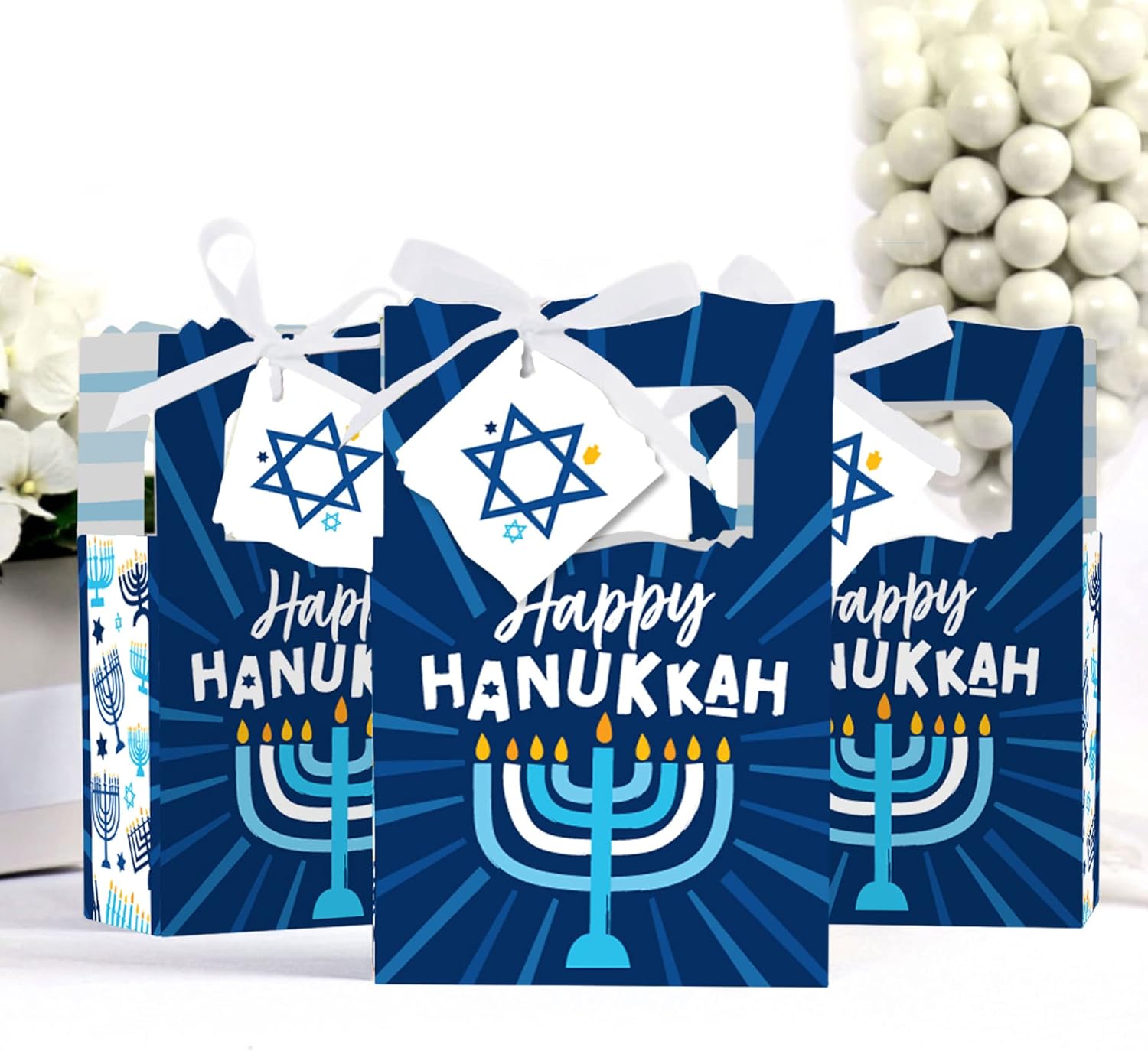 Big Dot of Happiness Hanukkah Menorah Favor Boxes Set of 12