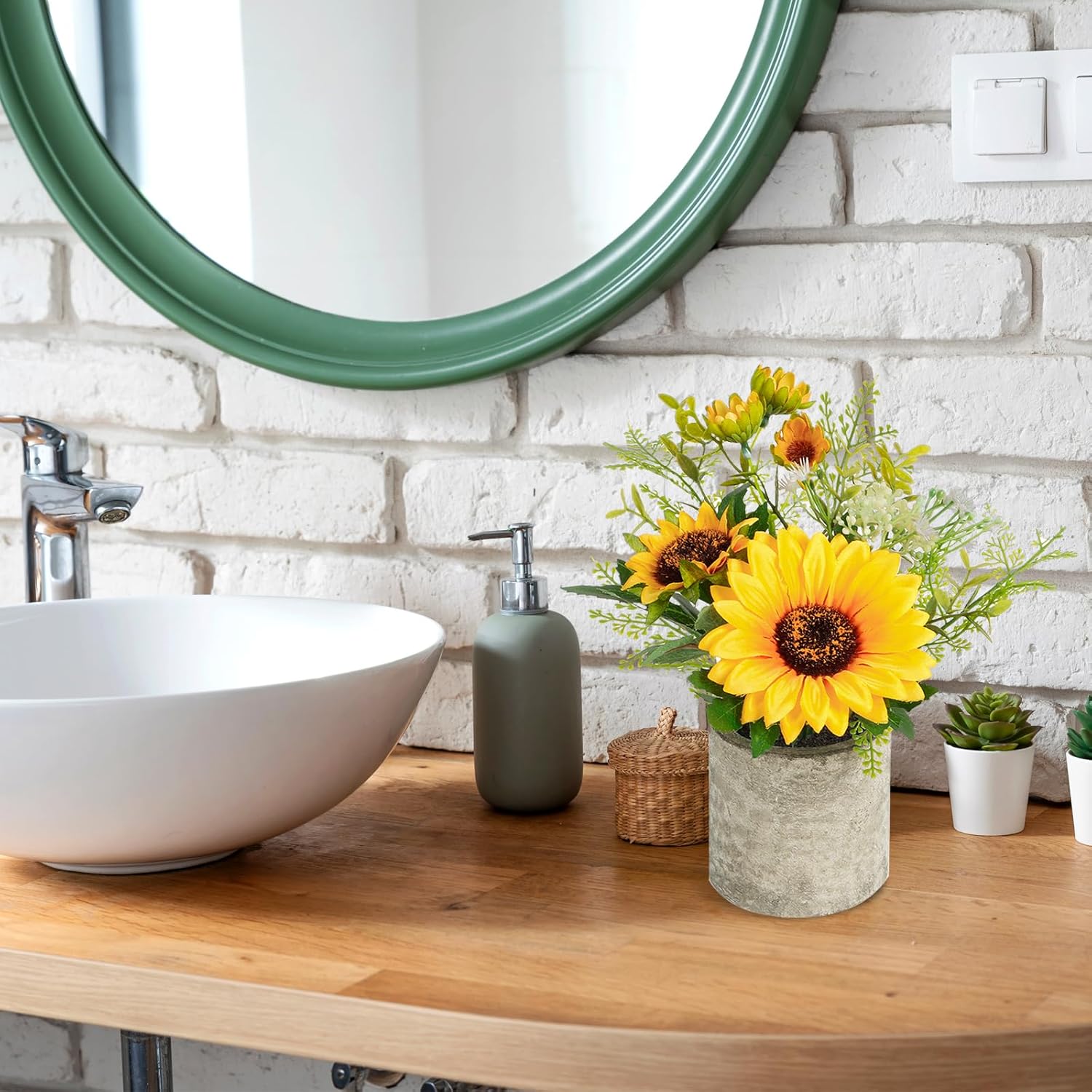 COCOBOO Sunflower Artificial Flower Pot for Home Decor