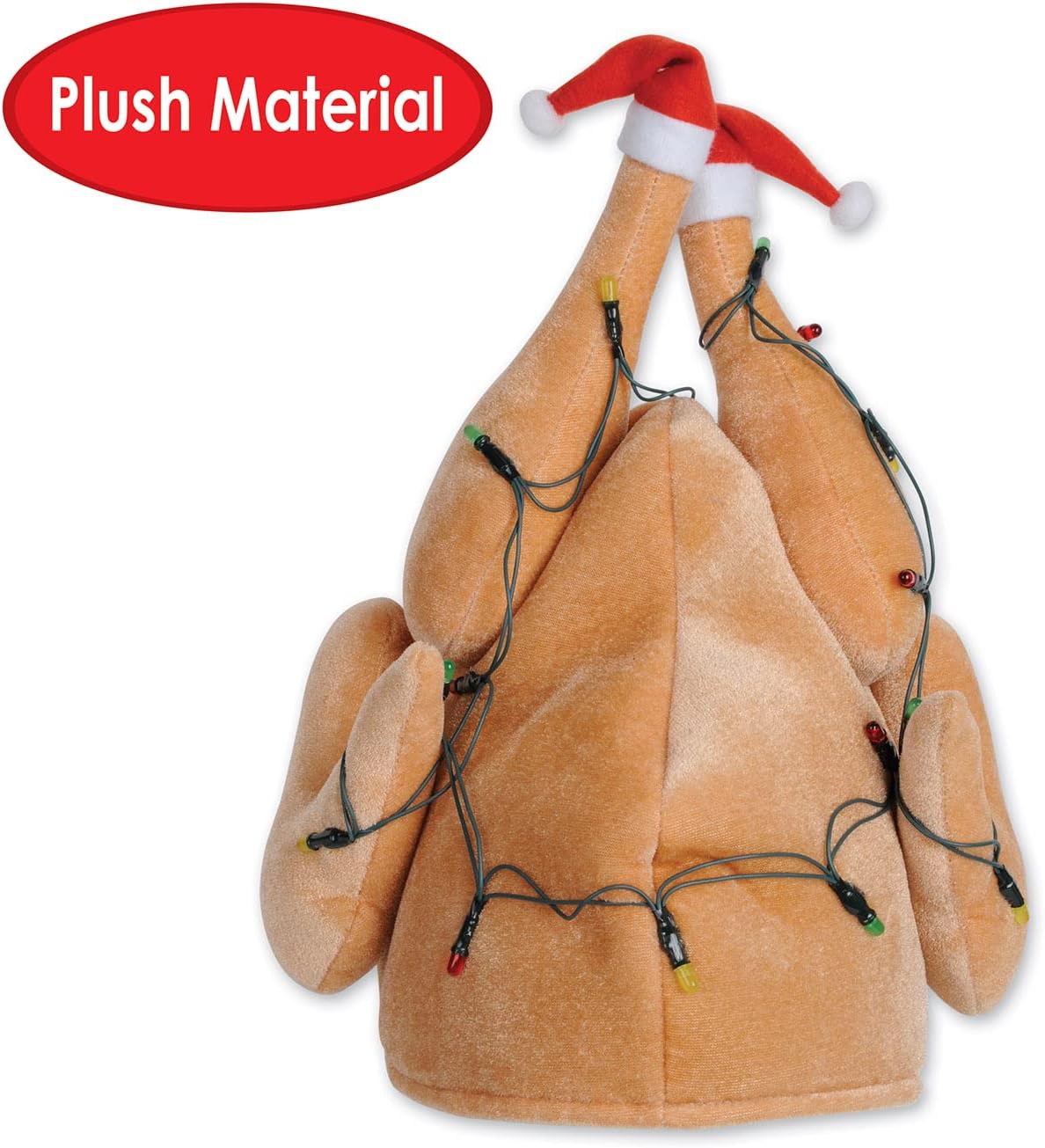 Beistle Plush Light-up Christmas Turkey Hats Set of 3