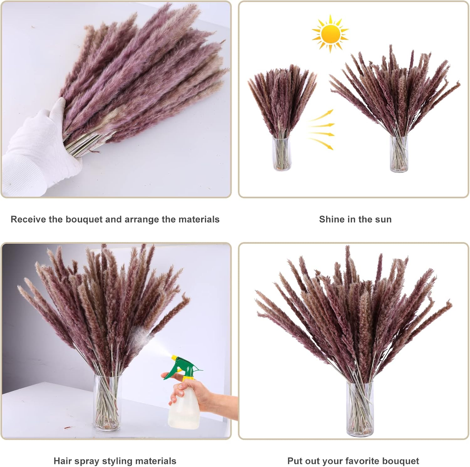 Eforcase 75PCS Dried Pampas Grass Boho Decor