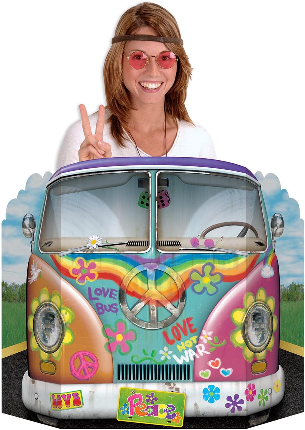 Beistle 2 Piece 60s Theme Hippie Bus Photo Booth Props