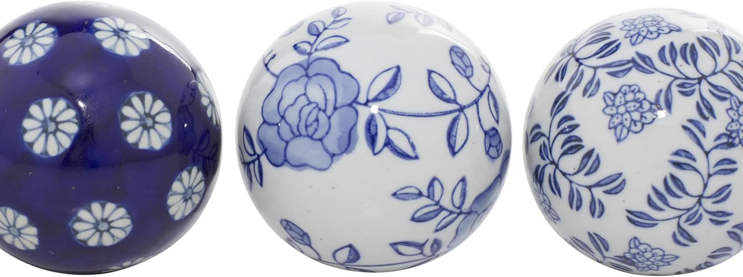 Deco 79 Blue Ceramic Orbs Vase Filler Set of 6 3 Inch