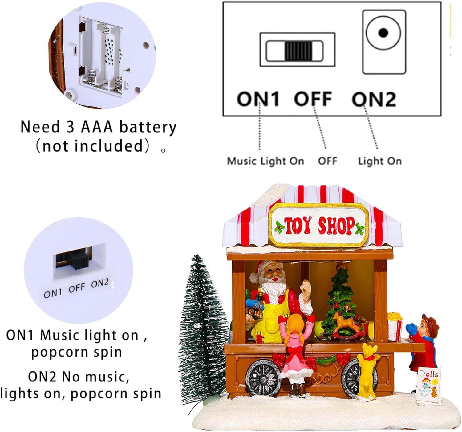 JUMXSRLE Christmas Village Houses LED Lighted Decor