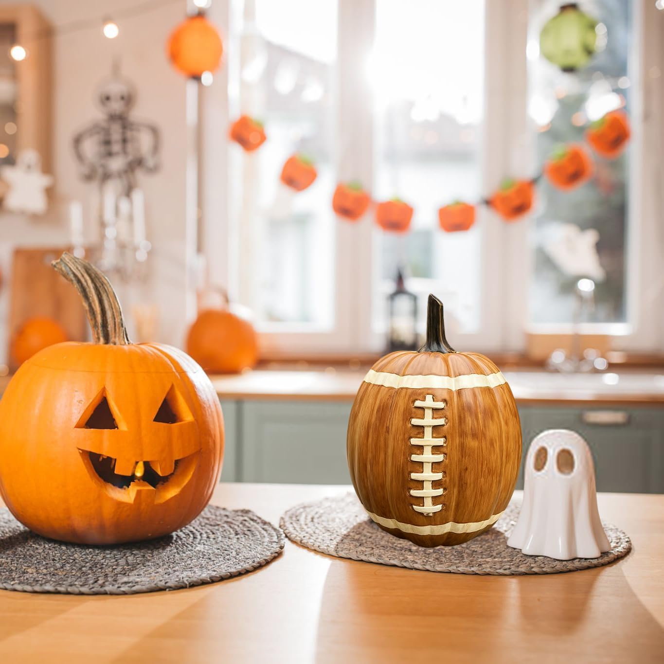 Football Pumpkin Resin Decoration Halloween Fall Decor
