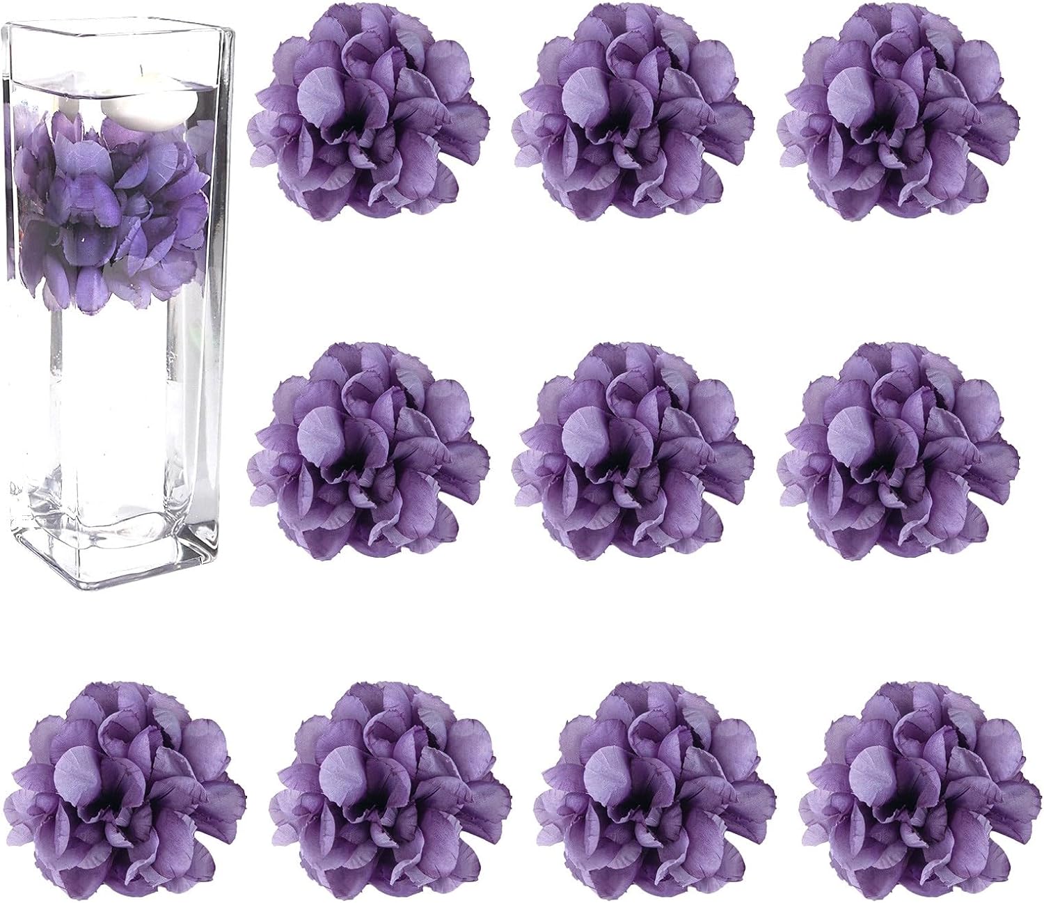 Floating Flowers for Purple Candle Centerpieces 12PCS