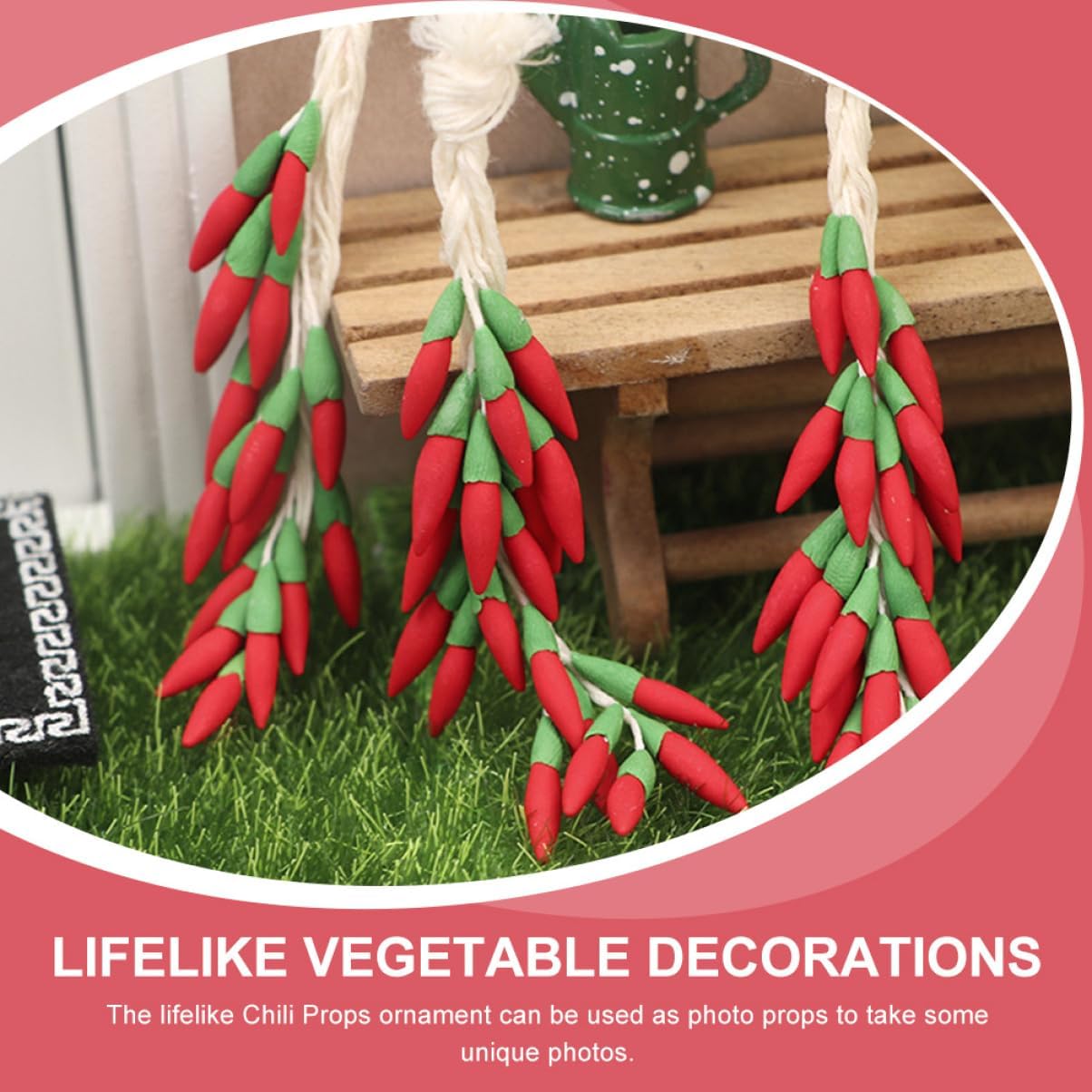 GLEAVI 5 Strings Lifelike Chili Props for Home Decor