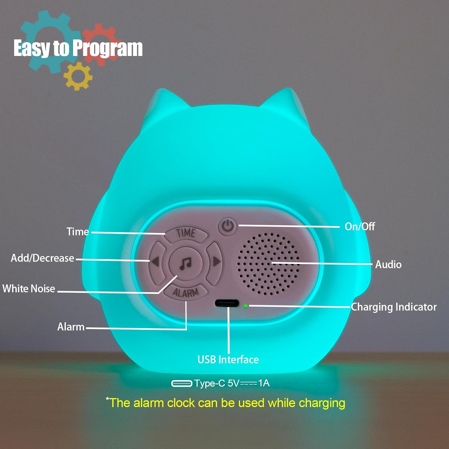 Avalynese Owl Alarm Clock with Night Light and Sound Machine