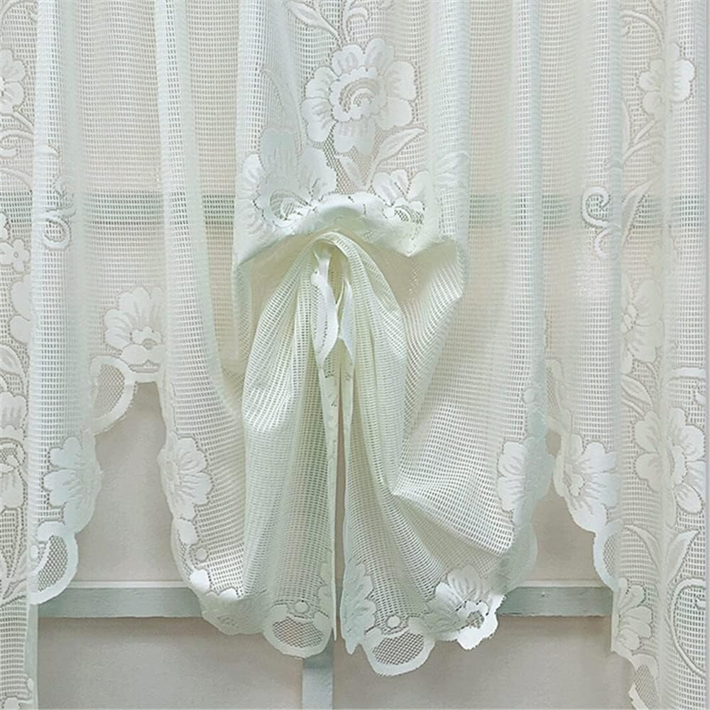 Beige Flower Lace Valance Curtain for Living Room and Kitchen