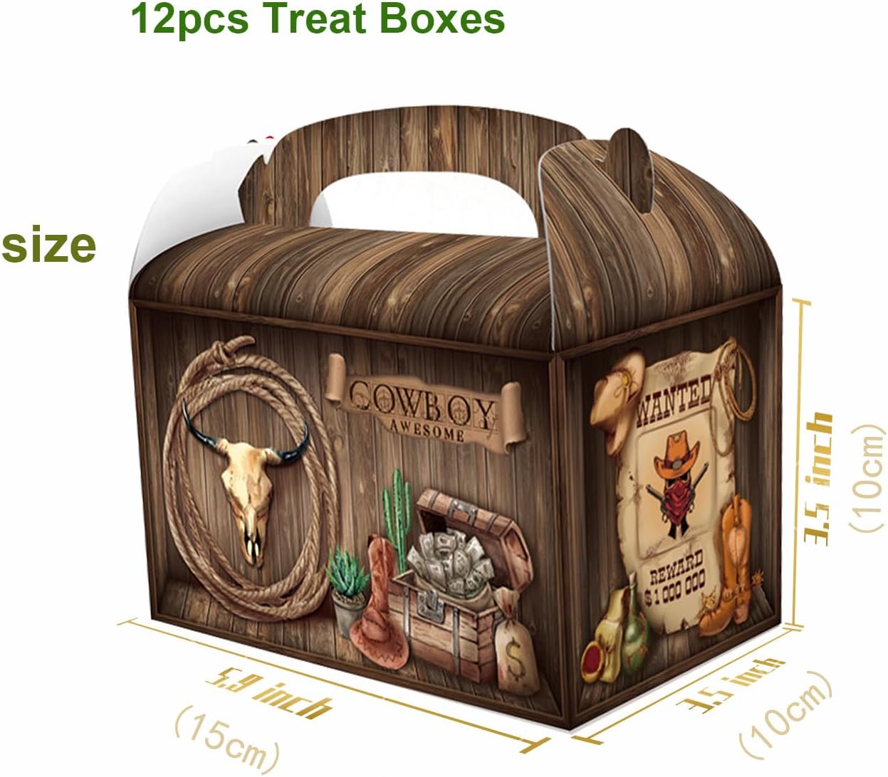 RIGHTA TECH 12-Pack Western Cowboy Candy Gift Boxes with Handles