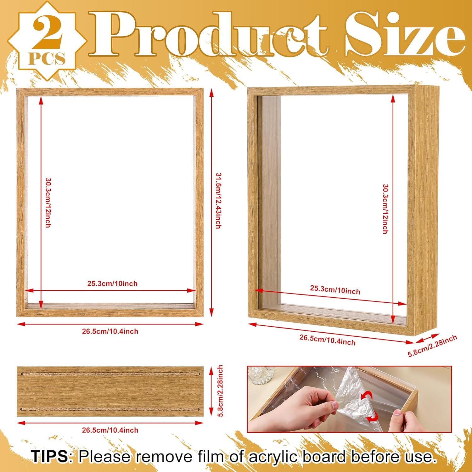 2 Pack Floating Picture Frame for Dried Flowers and Plants