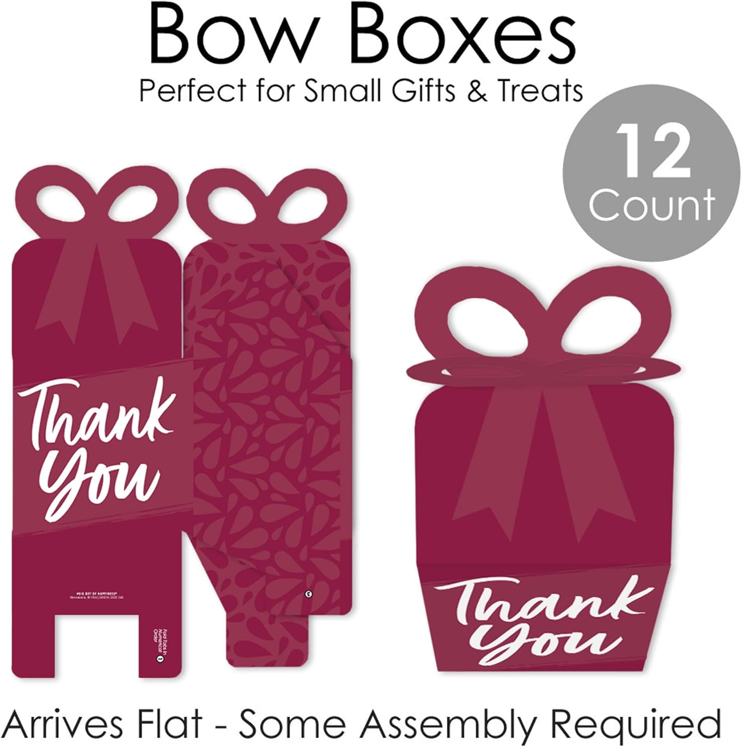Burgundy Elegantly Simple Bow Box Set of 12