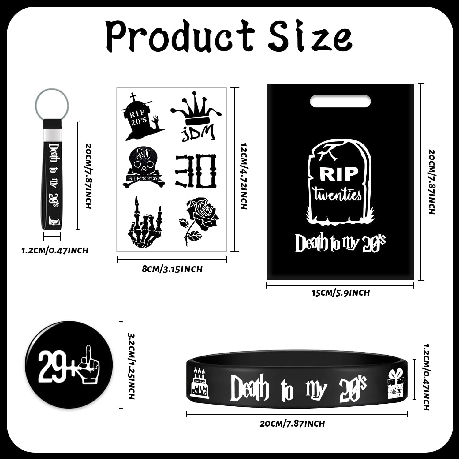 60PCS Death to My 20s Party Favors Black 30th Birthday Supplies