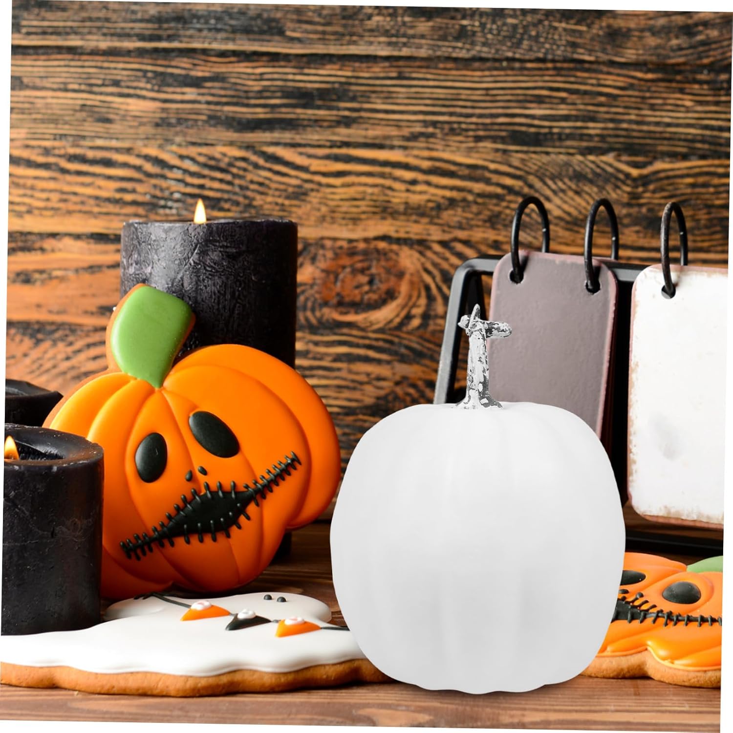 PRETYZOOM Artificial White Pumpkin Decoration for Halloween and Autumn