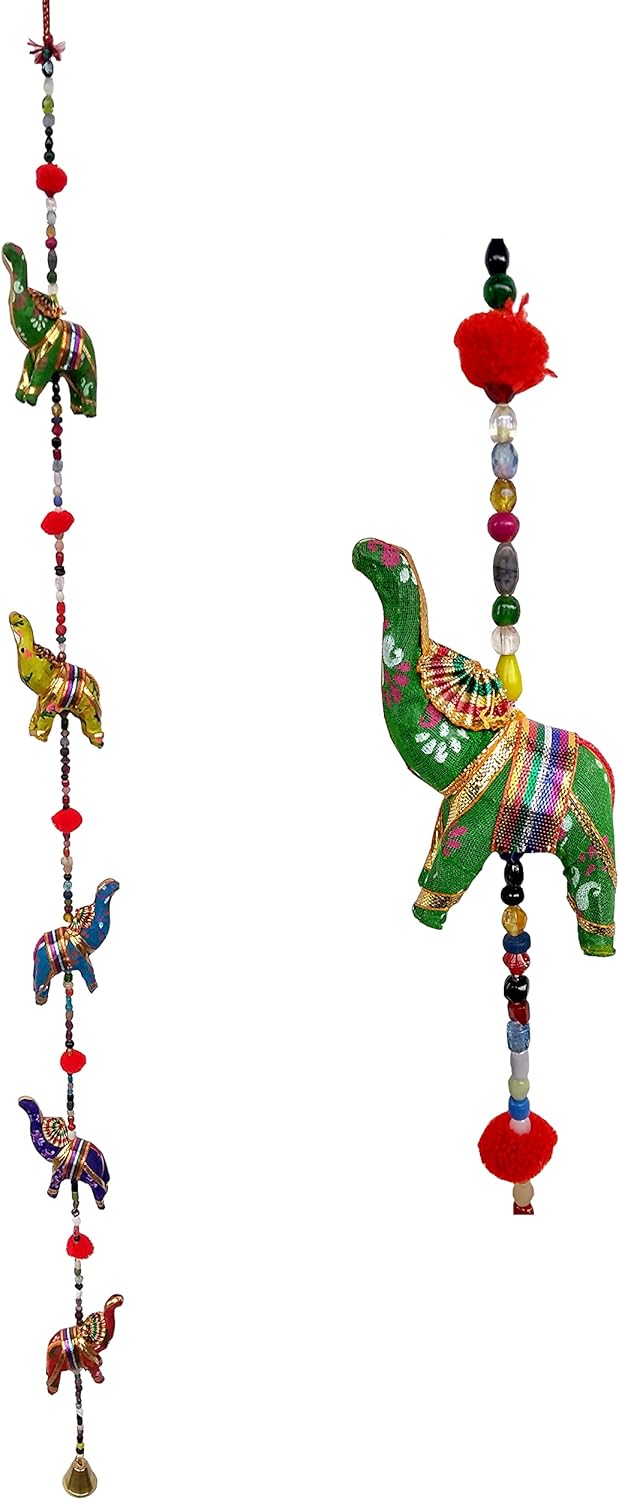 FIKIMOS Indian Five Elephant Wall Hanging Decor