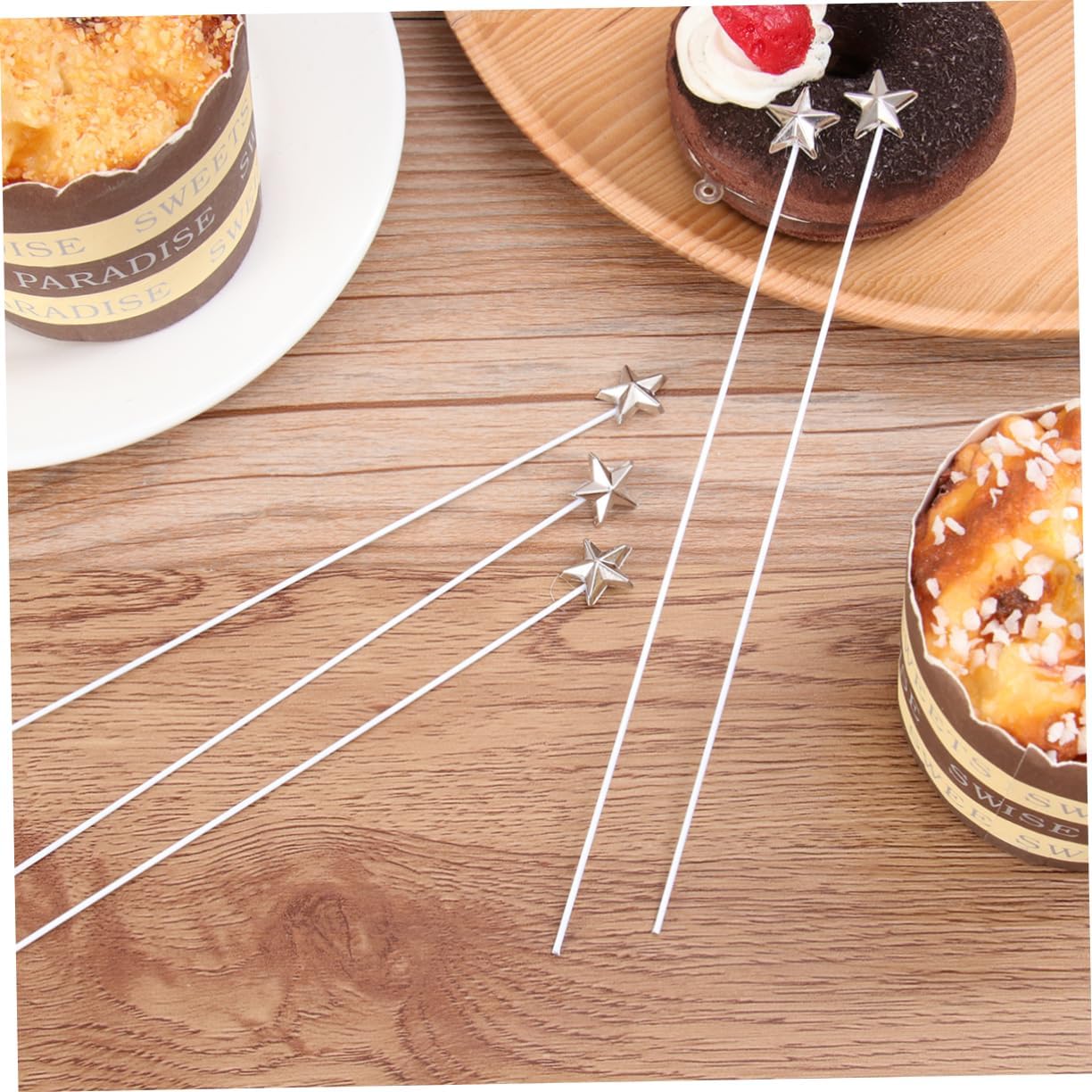 50 Pcs Birthday Silver Cake Decorations