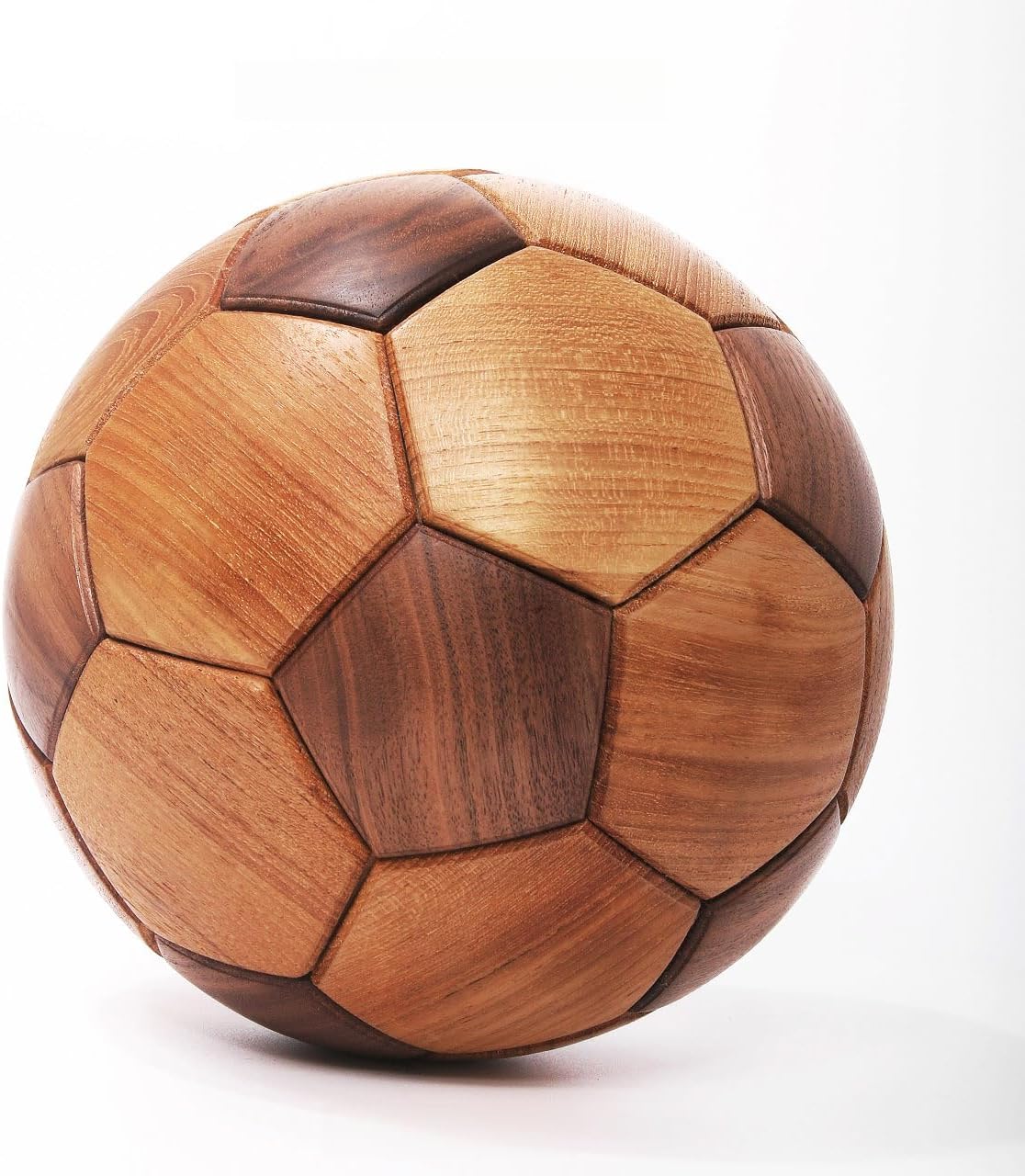 Creative Football Wood Sculpture 22CM Handmade Decor with Base