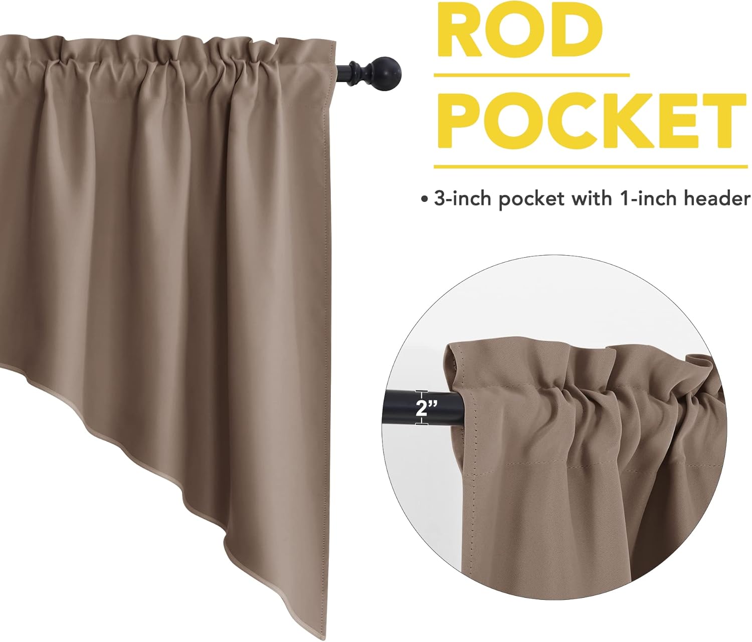 NICETOWN Half Window Pole Pocket Valance Curtains
