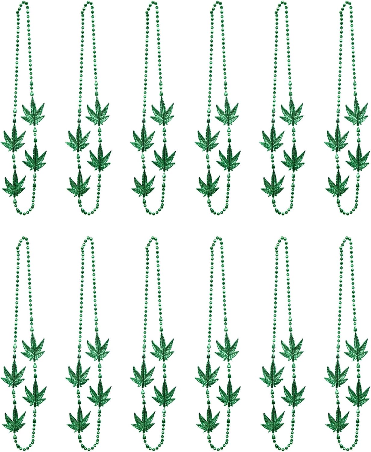 Beistle 12 Piece Green Plastic Beaded Necklaces 70s Party