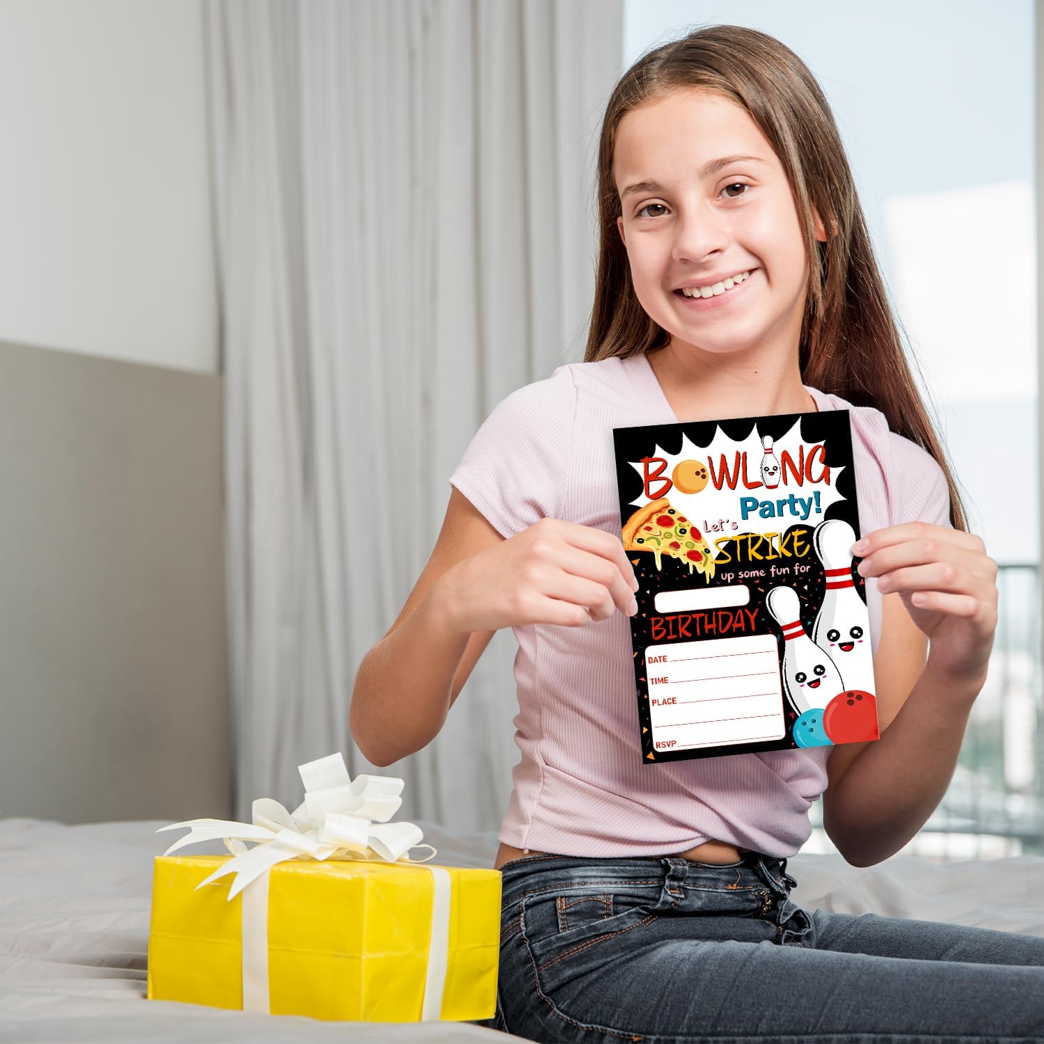Bowling Birthday Invites Cards For Kids 20 Fun Party Invitations With Envelopes