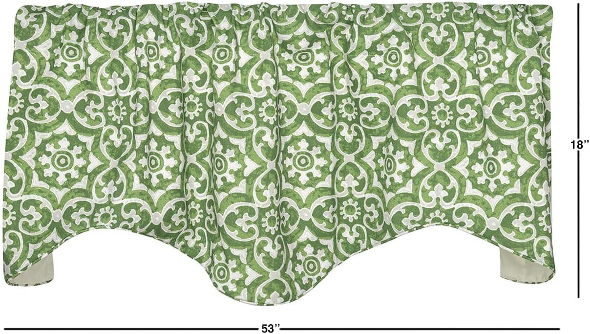Green Valance Curtains for Windows 53x18 Inches Made in USA