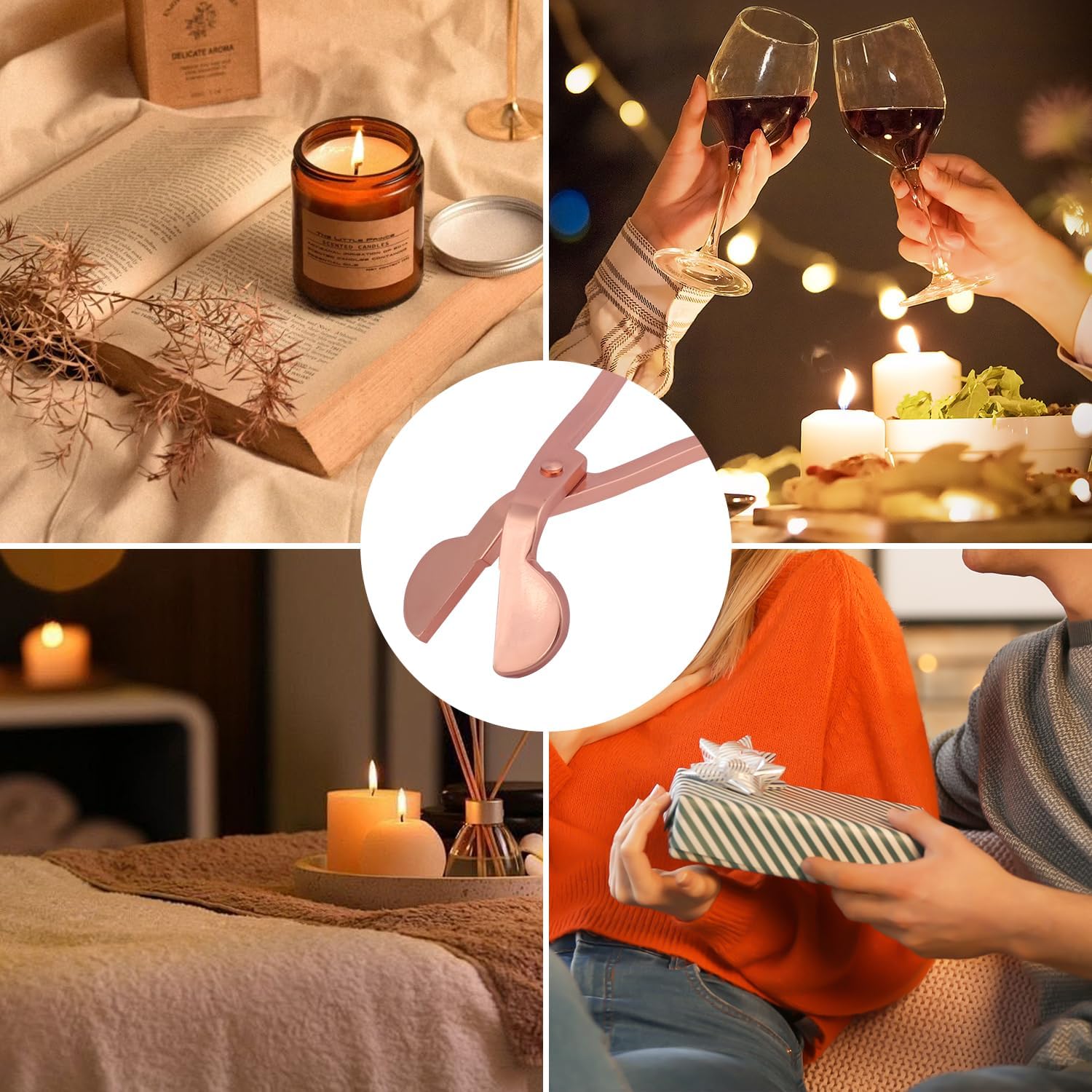 6 PCS Rose Gold Candle Wick Trimmer Stainless Steel
