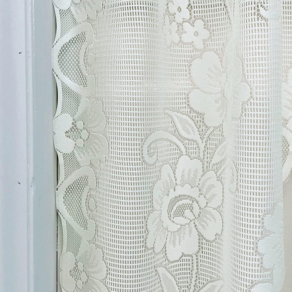 Beige Flower Lace Valance Curtain for Living Room and Kitchen