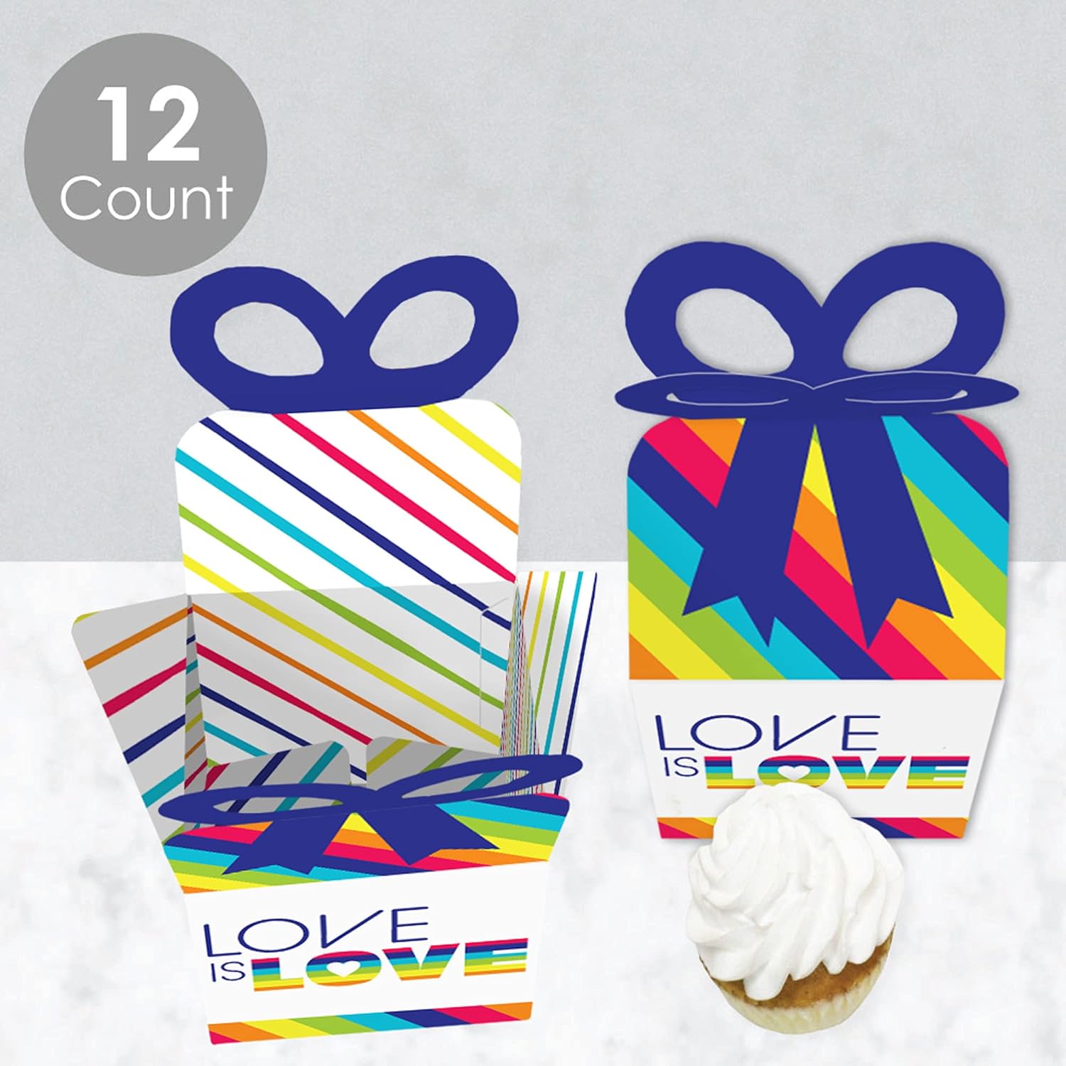 Big Dot of Happiness Love is Love Bow Boxes Set of 12
