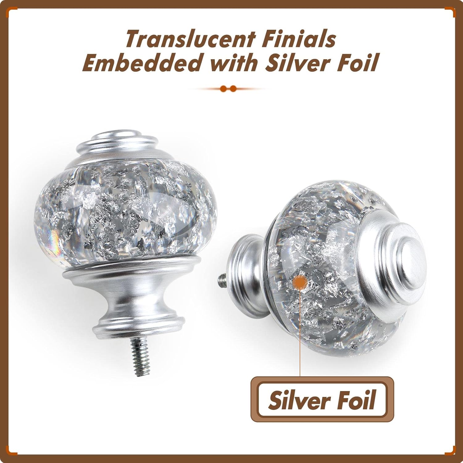 2 Pack Window Finials for 1 or 78 Inch Curtain Rods