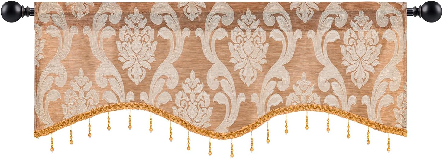NAPEARL Scalloped Valance Curtains for Living Room and Kitchen Windows