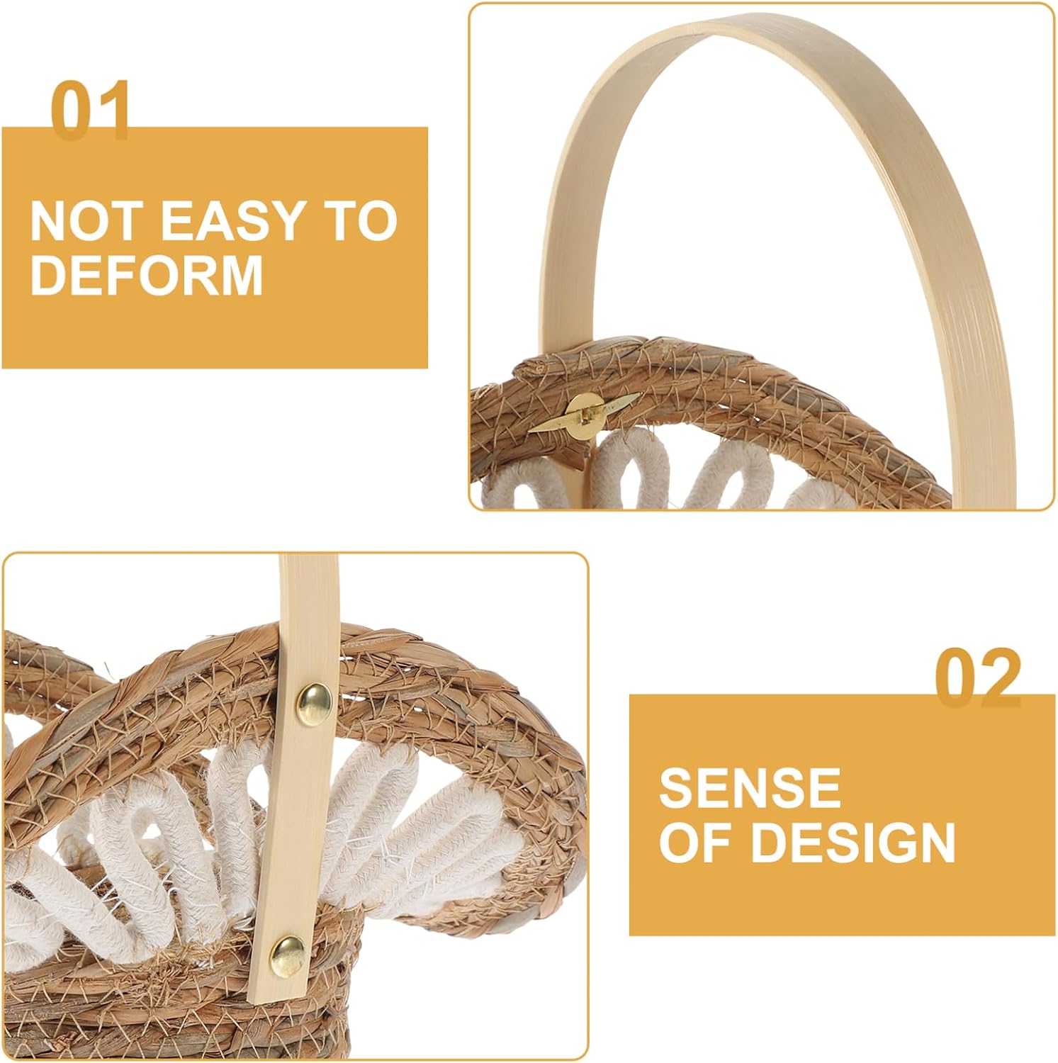 Flower Girl Basket Hand Woven Straw for Home Decor