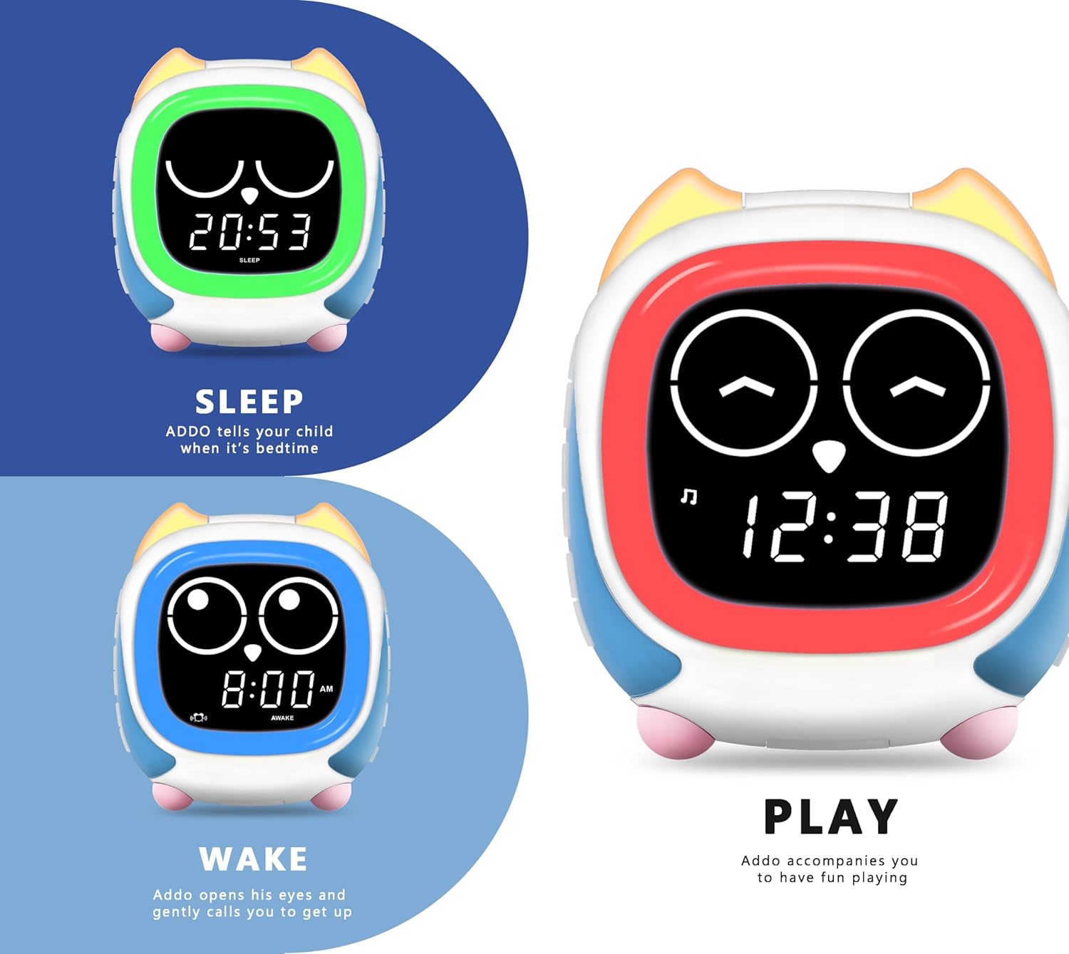 iTOMA Addo Kids Alarm Clock with Bluetooth and White Noise