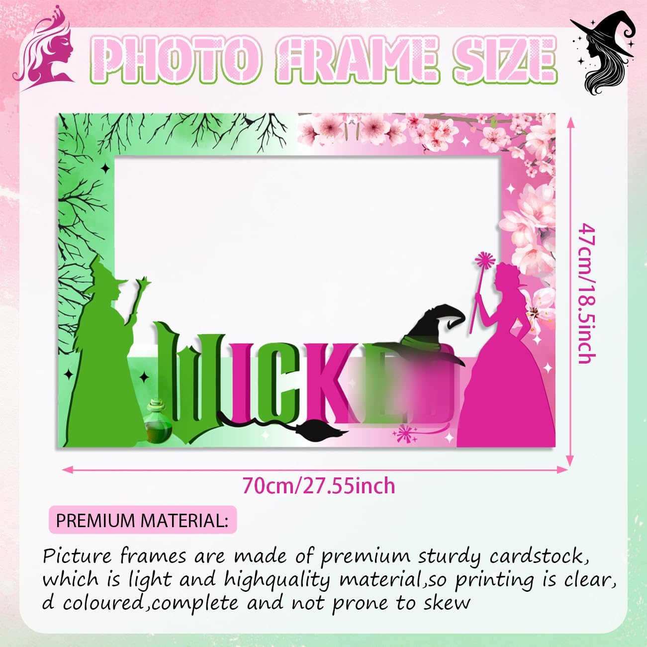 Pink Green and Black Witch Party Photo Booth Props Kit