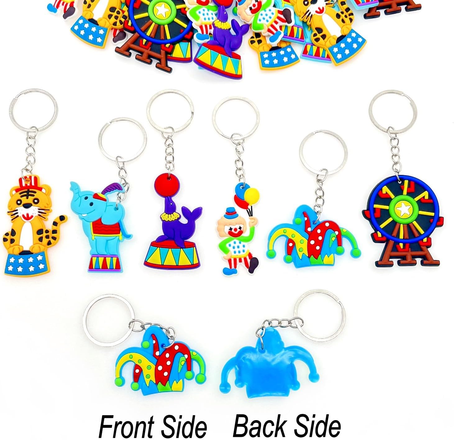 JZK 30 Pack Carnival Circus Keychain Set for Kids