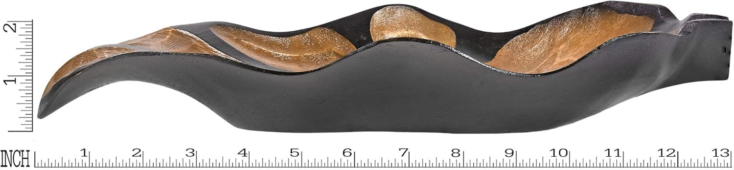 AeraVida Curvy Leaf Shaped 2-Tone Stained Wooden Serving Bowl