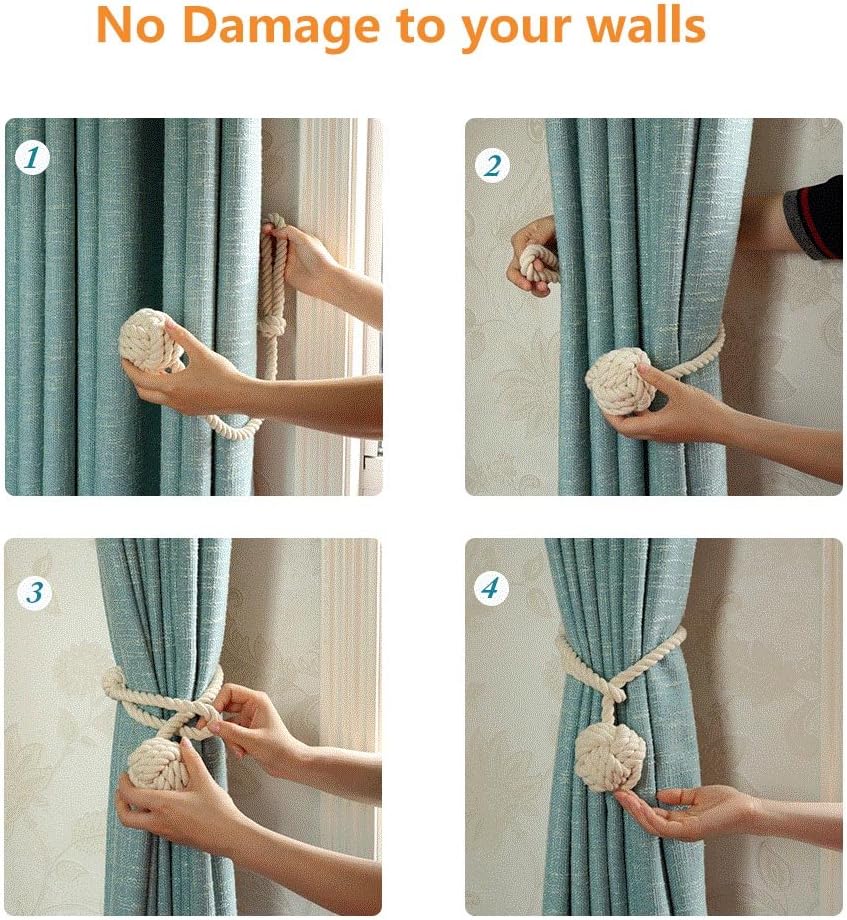 Melaluxe 4 Pack Curtain Tiebacks - Heavy Duty Beige Holdbacks