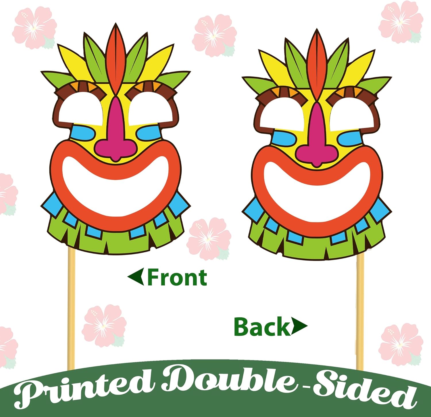 48PCS Hawaiian Tiki Photo Booth Props Set