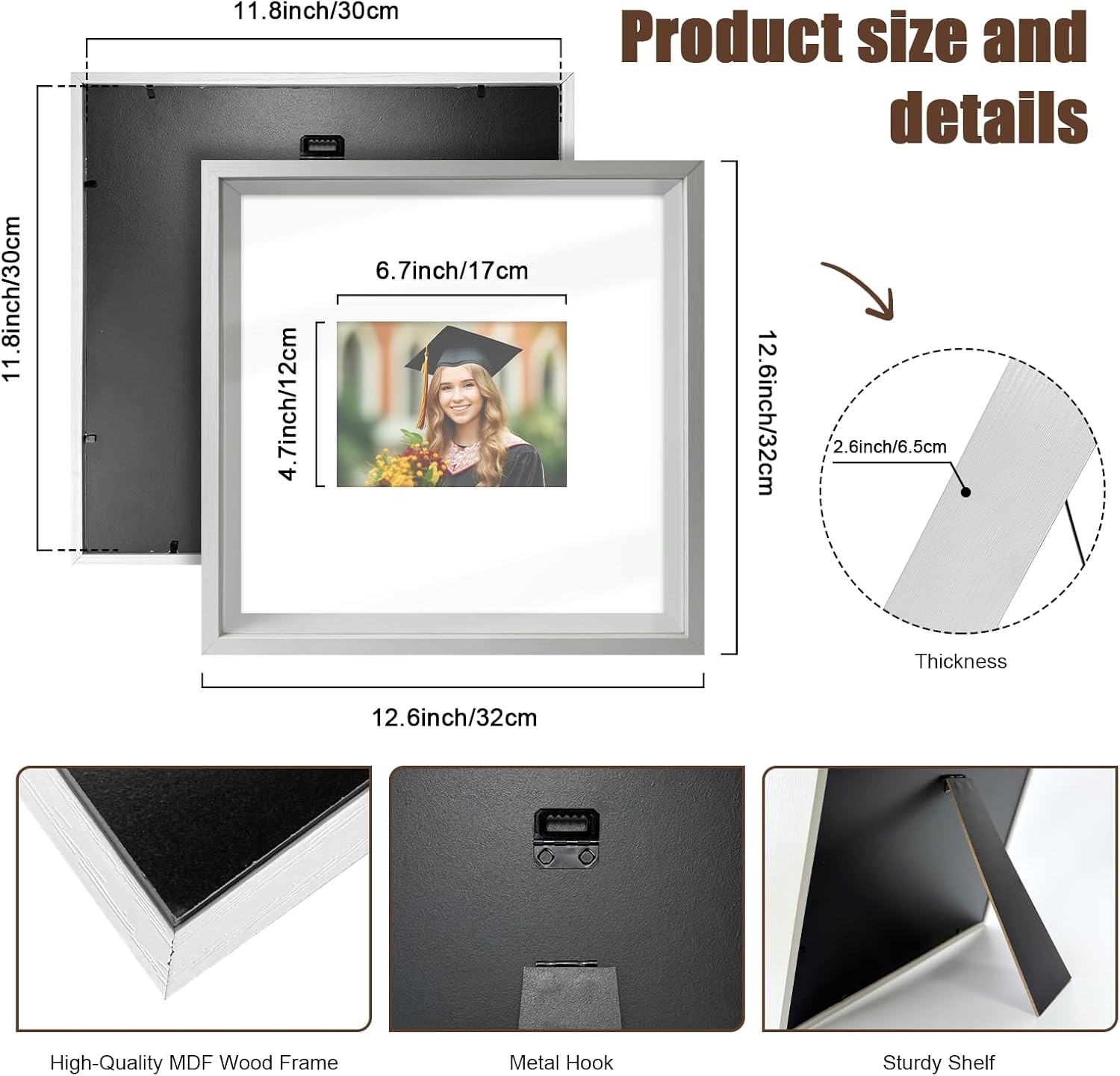 Elegant 12x12 Shadow Box Frame for Graduation and Family Memories