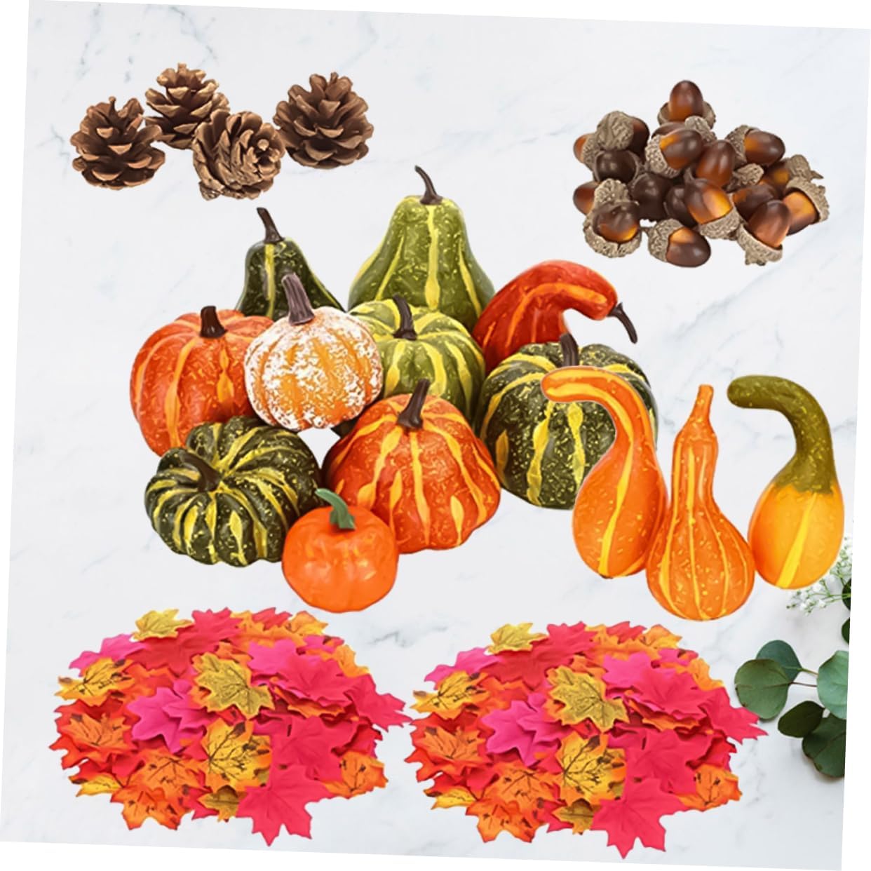 141pcs Artificial Pumpkin and Acorn Decorations for Halloween