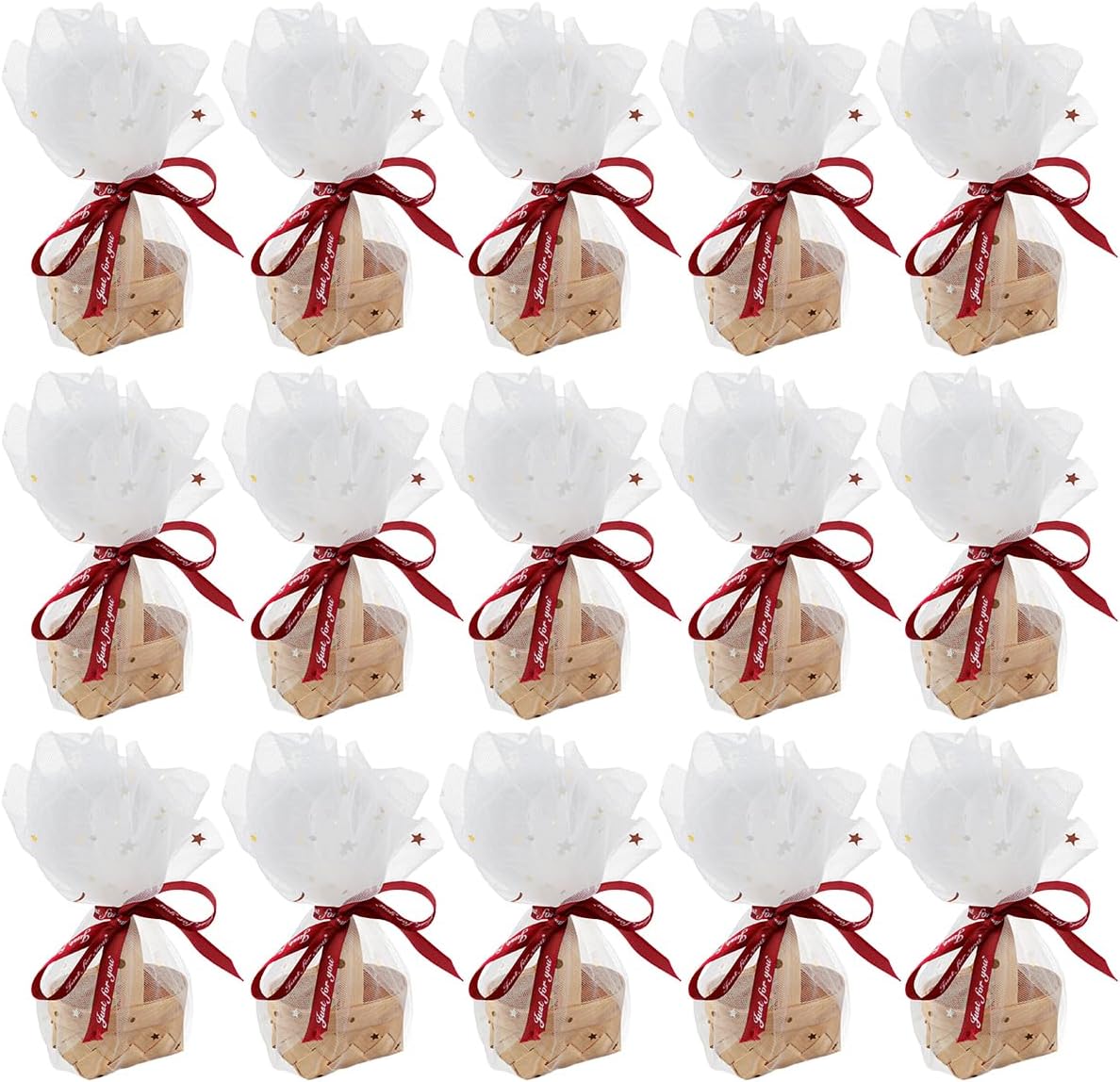 15Pcs Mini Woven Baskets with Handles for Wedding and Crafts