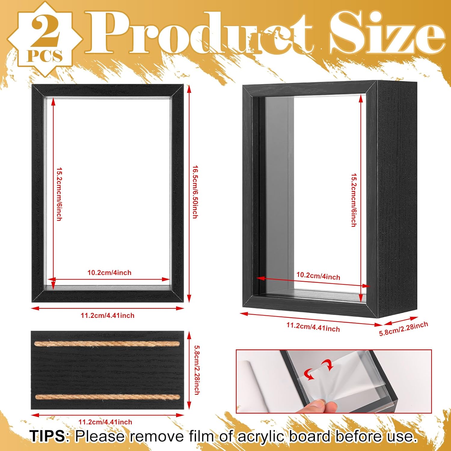 2 Pack 8x10 Inch Wooden Dried Flower Frame with Clear Acrylic Panels