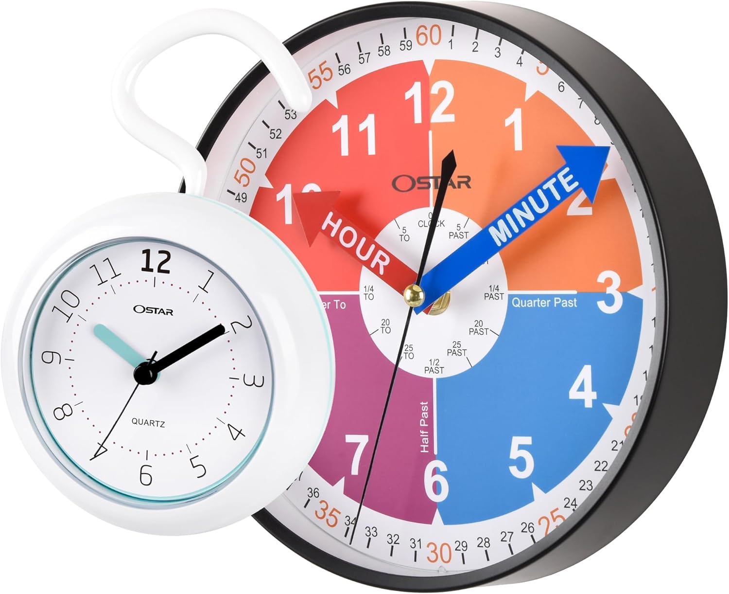 OSTAR Telling Time Teaching Wall Clock Waterproof Bathroom Shower Clock 1