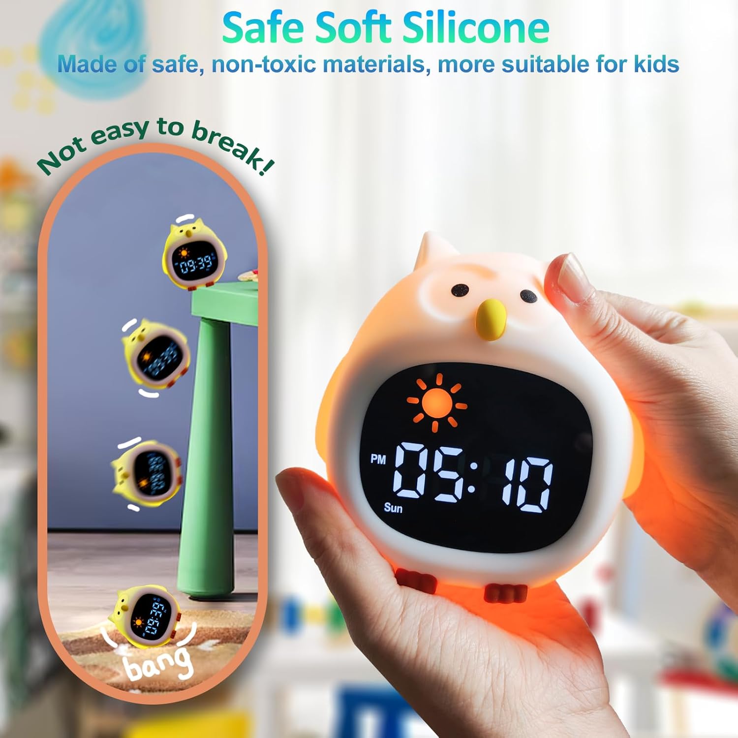 Avalynese Owl Alarm Clock with Night Light and Sound Machine
