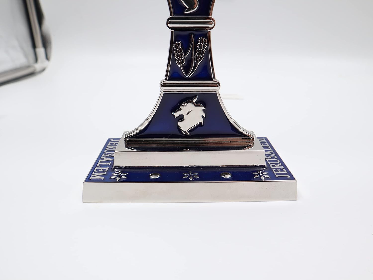 Jerusalem 7 Branch Traditional Menorah Enamel Finish with 12 Tribes of Israel