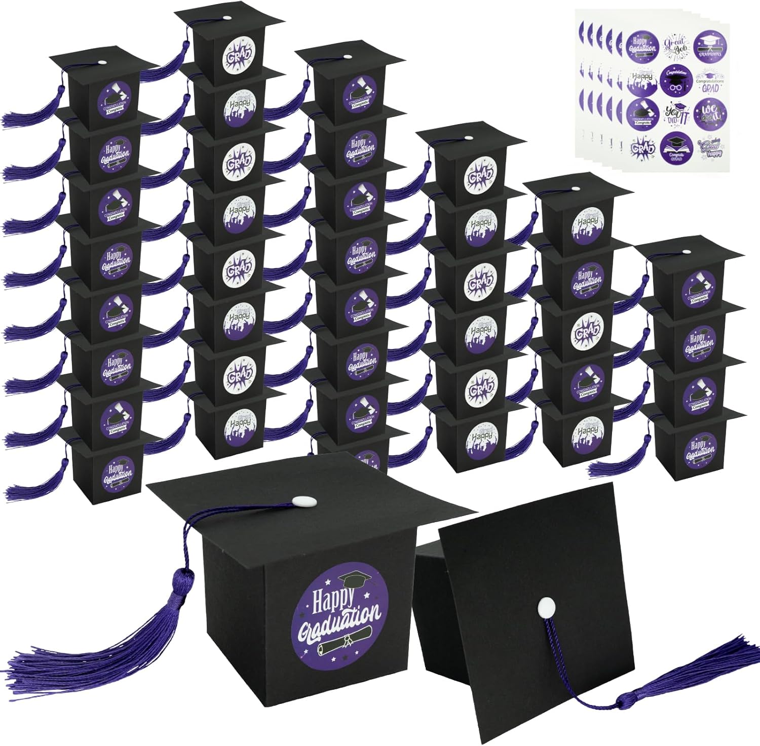 Phedrew 50pcs Graduation Candy Boxes with Tassels