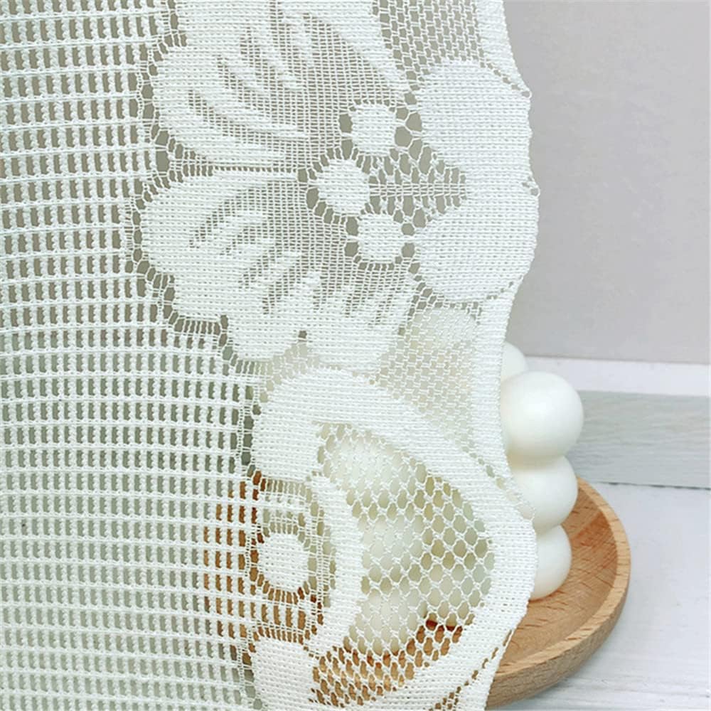 Beige Flower Lace Valance Curtain for Living Room and Kitchen
